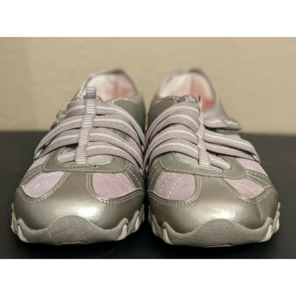 Skechers 22367 Women Silver Gray Biker Shoe SZ 9.5 EUR 39.5 UK 6.5 Pre Owned